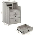 thumbnail image 2 of Afuhokles Nightstand Set of 2 with Charging Station, Night Stand with Hutch and Storage Drawers, Gray, 2 of 10