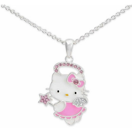 Hello Kitty Silver-Plated Crystal Accents Angel Pendant - Walmart.com