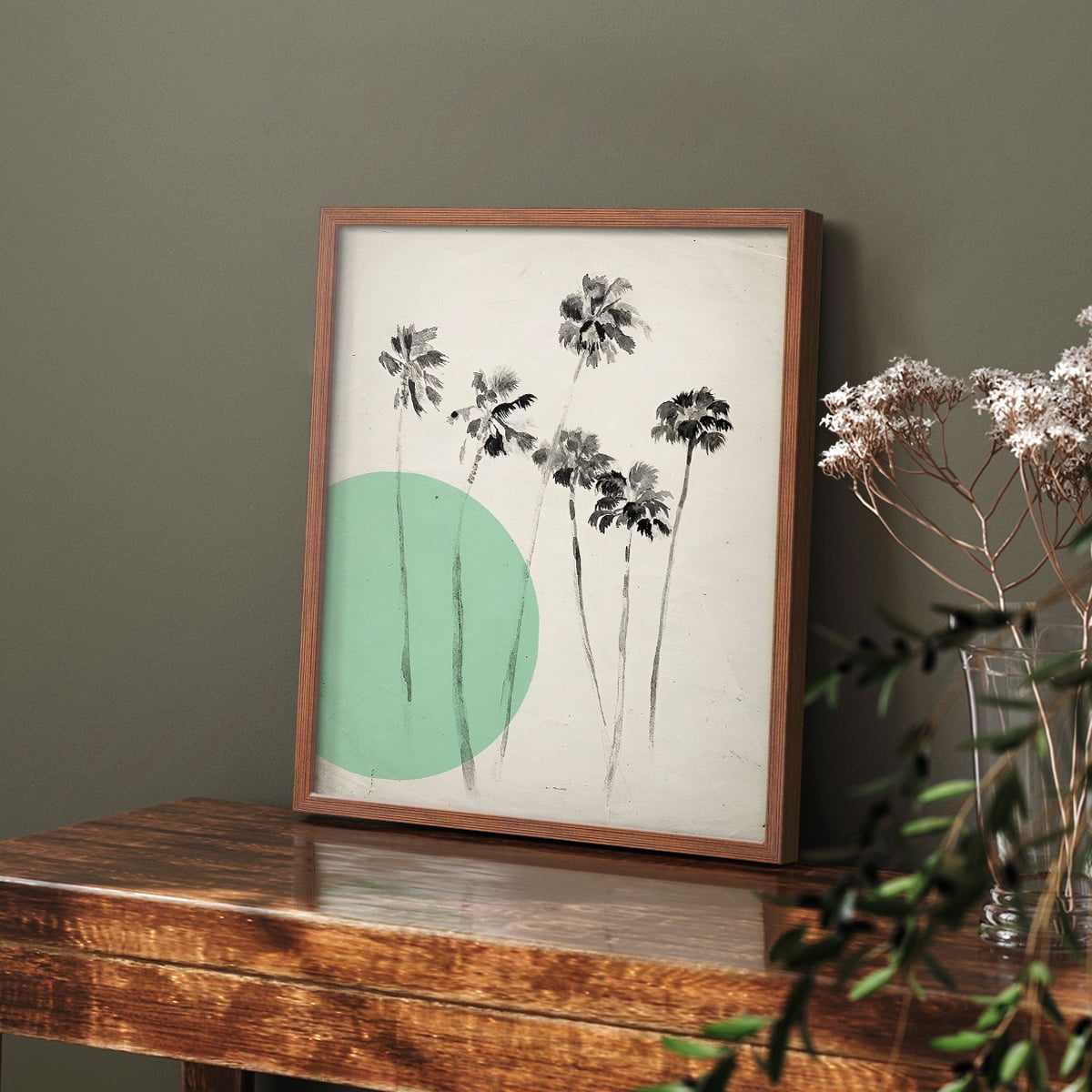 Vintage Floral Print LXIII - 14in. x 11in. Vintage Framed Print in Walnut Wood Frame