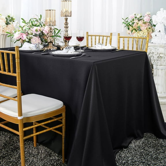 Wedding Linens Inc. Wholesale Scuba Wrinkle Free 54" x 96" Rectangular Table Cover Tablecloth - Black