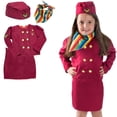 thumbnail image 2 of 2024 Disfraces de cosplay de azafata para niños, uniformes de servicio de aerolínea para niñas, conjunto de ropa de actuación para fiesta de Halloween, 2 of 5
