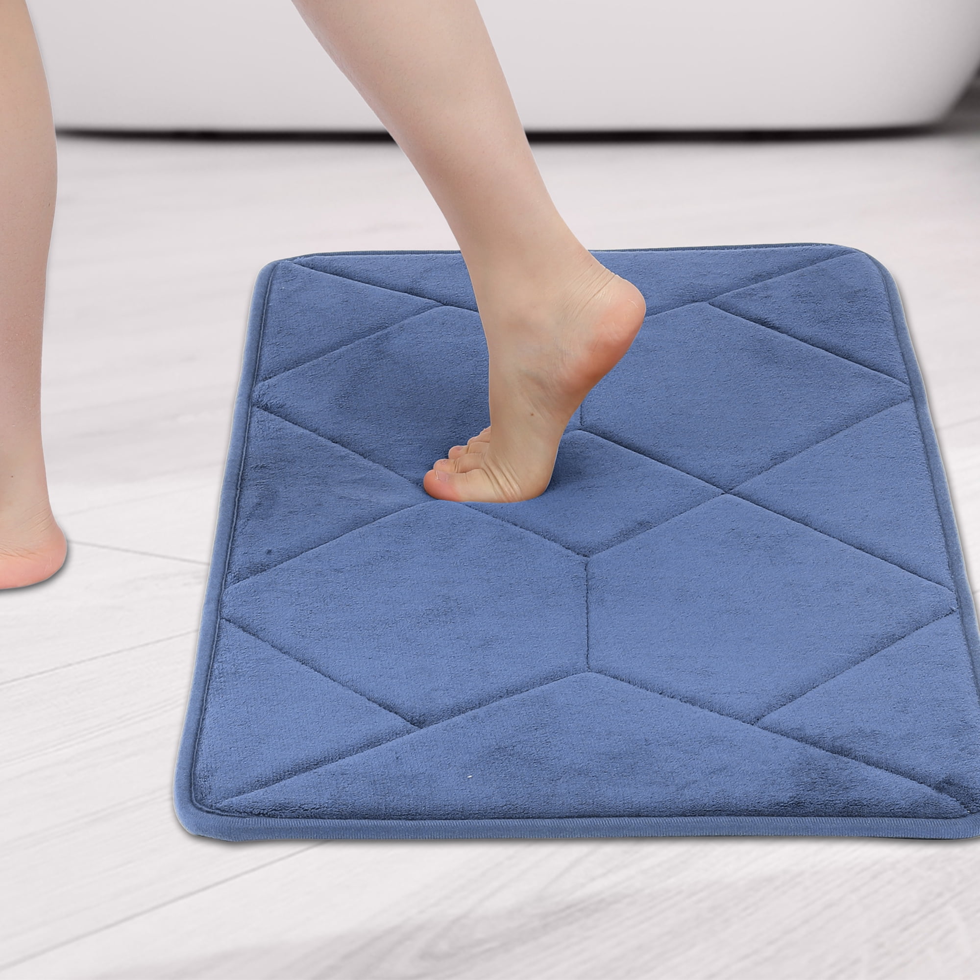 Unique Bargains Memory Foam Quick Dry Washable Non Slip Rugs Blue 16" x 24"