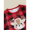 thumbnail image 6 of Suealasg Toddler Kids Girl 2Pcs Christmas Outfits Sets 1T 2T 3T 4T 5T Long Sleeve Elk Embroidery Plaid Tops Flared Pants Sets Little Girls Fall Winter Clothes Set, 6 of 9