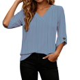 thumbnail image 4 of Qiggri 3/4 Length Sleeve Womens Tops Dressy Casual Blouses V Neck T Shirts Summer Tops Spring Outfits Loose Fit L, 4 of 7