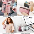 thumbnail image 5 of Logo View for iPhone 15 Plus Case Wallet with Credit Card Holder for Women Men RFID Blocking Suede PU Leather Snap Flip Zipper Strap Protective Phone Cases for iPhone 15 Plus 6.7", Pink, 5 of 14