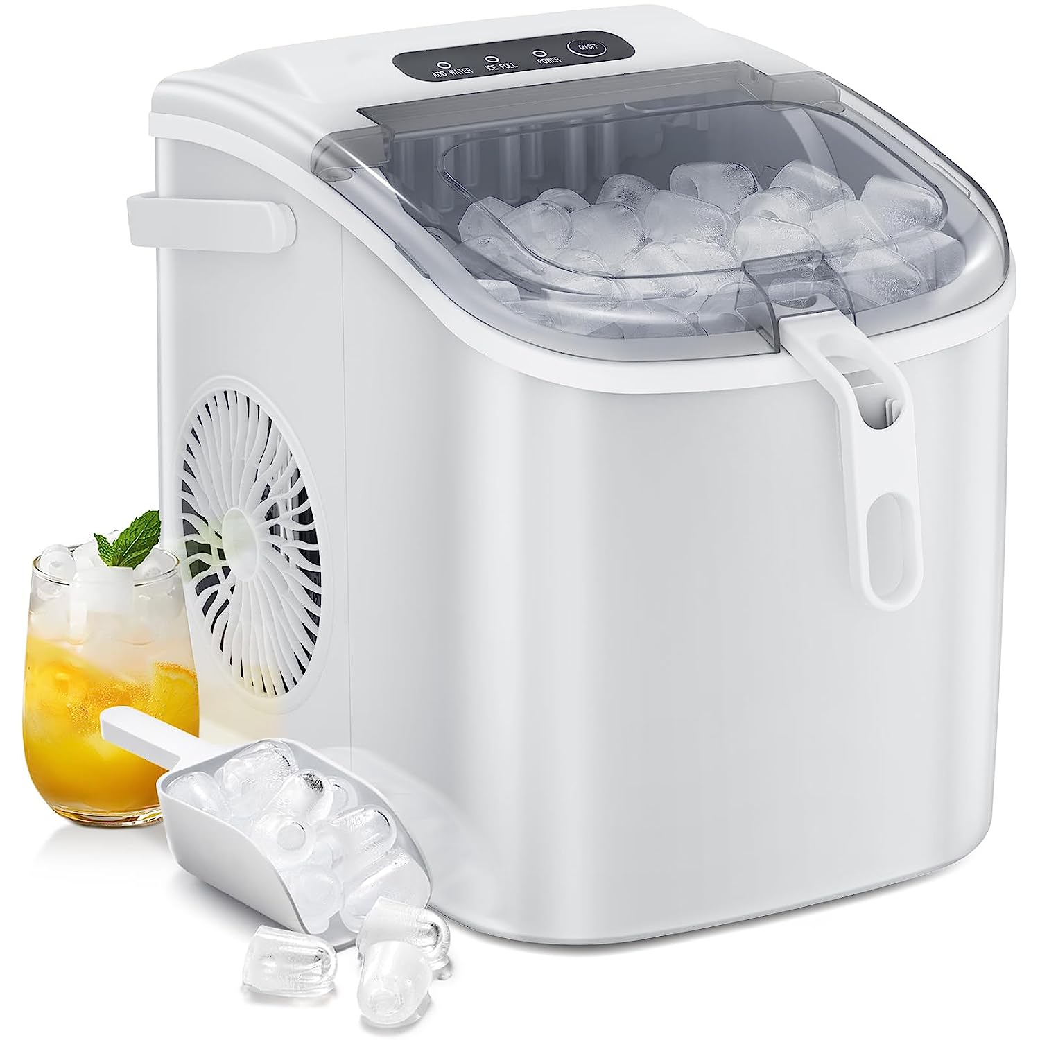 Kismile Countertop Ice Maker Portable Ice Machine, Basket Handle, Self