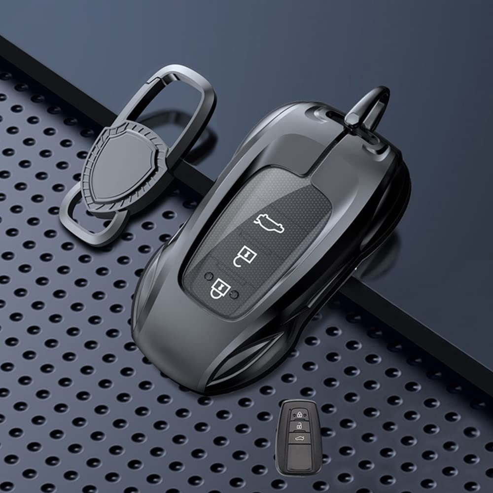 Zinc Alloy Metal Car Key Fob Case Accessories Compatible for Toyota Camry RAV4 Highlander Avalon C-HR Prius Corolla 2018-2022 Smart Key Fob Cover Protector Shell