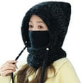 thumbnail image 4 of Women's 3-in-1 Balaclava Winter Hat with Bear Ears, Fleece Lined Windproof Hood Scarf Mask for Skiing Hiking Cycling and Cold Weather - Black, 4 of 9