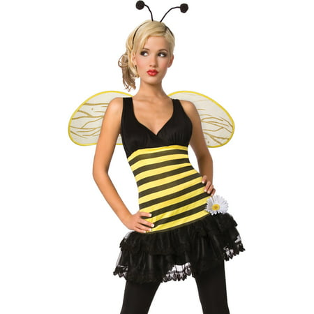 Fun and Sassy Womens 3 Piece Bumble Bee Costume with Wings Antennae Headband