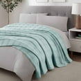 thumbnail image 4 of Lightweight Breathable 100% Cotton Knit Blanket – All-Season Bed Blanket – Full/Queen Size – Blue, 4 of 4