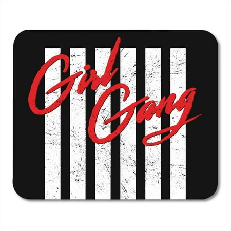 KDAGR Red Band Girl Gang Slogan Rock and Roll Gothic Stripe Apparels Vintage Graphic Mousepad Mouse Pad Mouse Mat 9x10