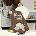 thumbnail image 2 of Easter Motive White Bunny Bottom and Easter Eggs on Dark Brown Wooden Background with Text Happy Ea Kitchen Dish Towels Set of 4 Absorbent Hand Towels, Lint-Free 18"x28" Dishcloths Fast Drying for, 2 of 5
