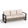 thumbnail image 6 of MeetLeisure 75" Patio Metal Wicker Sofa, All-Weather Outdoor Rattan 3-Seat Couch with Premium Cushions & Wood-Looking Metal Armrest for Garden Backyard Porch Deck, Beige, 6 of 12