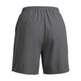 thumbnail image 4 of Vivianyo HD Women's Elastic Waist Pleated Knee Length Shorts, Straight Leg Solid Casual Mid Short Bottoms for Women, Women's Gray, Sizes S-2XL, 4 of 5