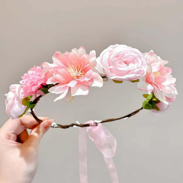 2 Diademas De Flores Hawaianas Elásticas Para Mujeres Y Niñas