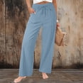 thumbnail image 2 of Women Capri Pants 2026 Summer Linen Cotton Cropped Trouser with Pockets Beach Casual Cruise Fashion Lounge Capris, 2 of 7