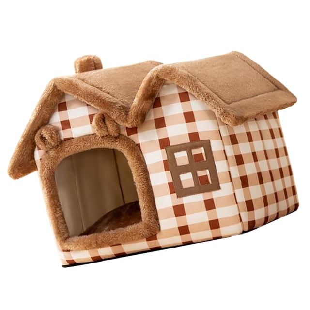 Linda Casa Para Gatos De Dibujos Animados, Acogedora Y Duradera Con 2 Puertas, Portátil Y Fácil De Limpiar, Refugio Cálido Para El Invierno