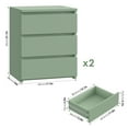 thumbnail image 2 of Homfa 3 Drawers Nightstand Set of 2, Small Sofa Table, Wooden Storage Cabinet for Living Room, Green Finish, 2 of 8