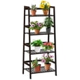 thumbnail image 2 of Topcobe 4-Tier Bamboo Plant Rack with Guardrails Stable and Space-Saving, Tall Plant Stand Indoor, Brown, 2 of 12
