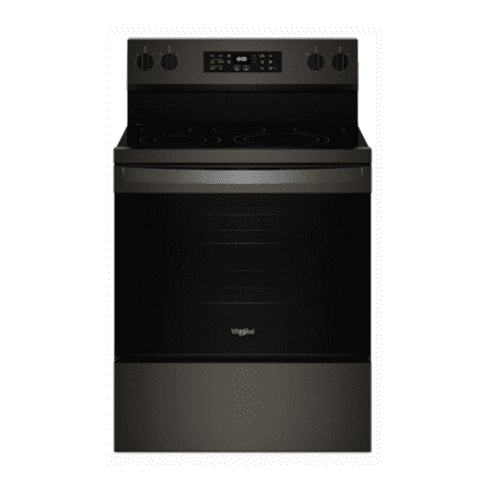 Whirlpool 30 Inch Freestanding Electric Range with 5 Elements, 5.3 cu. ft. Oven Capacity ENERGY STAR Certified in Black on Stainless Steel WFES5030RV