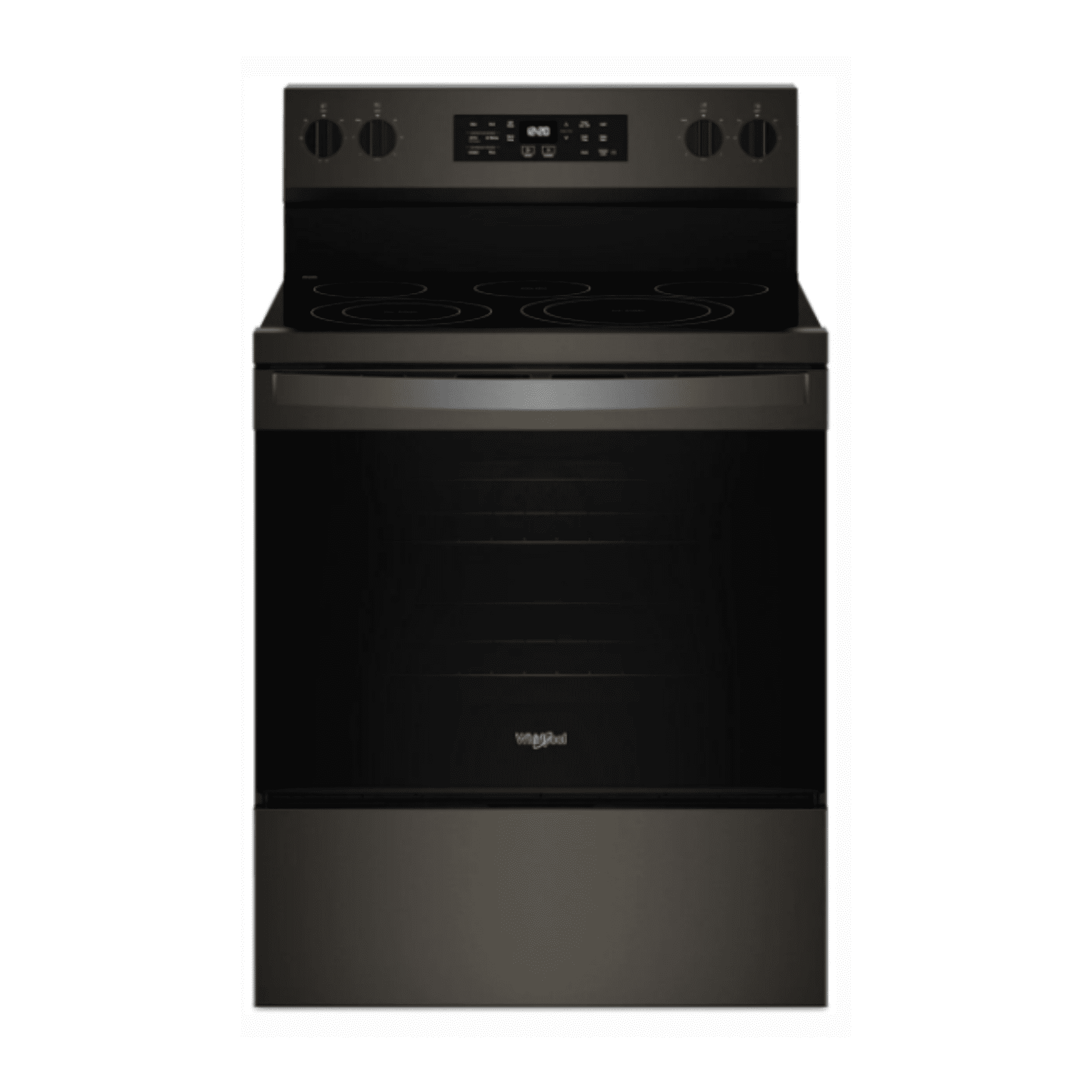 Whirlpool 30 Inch Freestanding Electric Range with 5 Elements, 5.3 cu. ft. Oven Capacity ENERGY STAR Certified in Black on Stainless Steel WFES5030RV