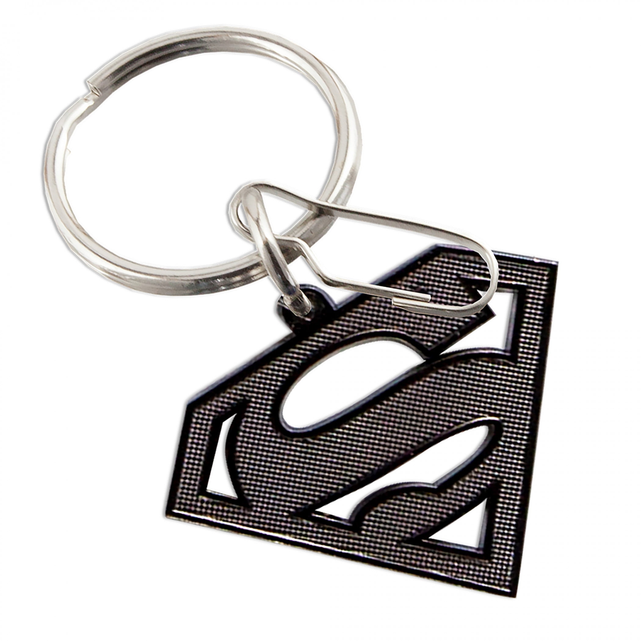 Superman Key Chain Colors Silver Black Made From Mirror Acrylic 