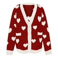 thumbnail image 5 of Womens Sweater Heart Print Long Sleeve V Neck Button Down Knitted Cardigan With Pocket Trendy Clothes 2025, 5 of 6