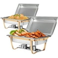thumbnail image 1 of QT Réchaud pour Buffet Ensemble de Réchauds et Réchauffe-Buffets Ensembles pour Fêtes avec Poêles Pleine Grandeur et Demi-Grandeur Réchauds Alimentaires en Acier Inoxydable pour Banquets de Mariage Restaurant, 1 of 7