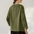 thumbnail image 4 of Delconic Women's Casual Loose Fit Linen Blouse, Button-Down V Neck Long Sleeve Shirt, Lightweight Breathable Top for Everyday Wear Army Green L, 4 of 5