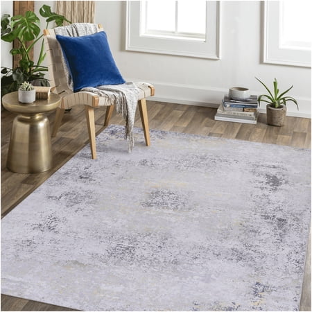 JERFIT 8x10 Washable Area Rug Non-Slip Low Pile Indoor Carpet for Living Room Bedroom Kitchen, Polyester Soft Modern Rugs, Gray