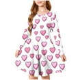 thumbnail image 2 of ATOGUTA Dress For Girls Long Sleeve T-Shirt Dresses Valentines Kids Spring A-Line Twirly Skater Dresses Size 4T-14, Watermelon Red, 2 of 5