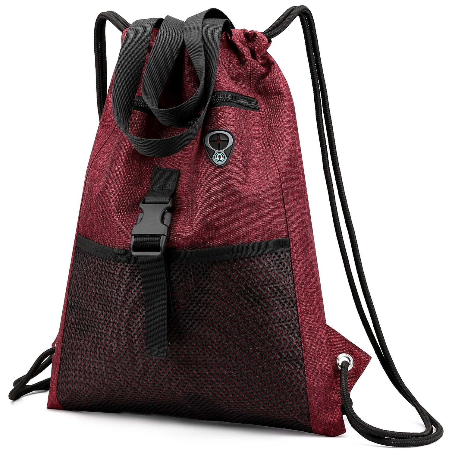 PlasMaller Drawstring Bag Gym with Pockets Sports Sack with Handle