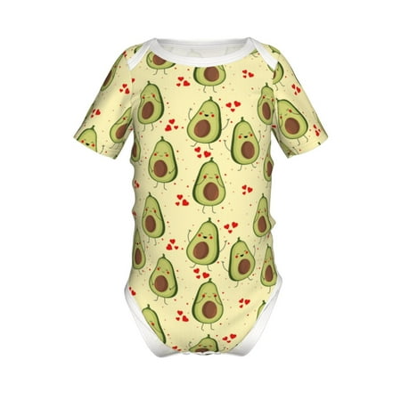 

Junzan Avocados And Hearts Print Short-Sleeve Baby Climbing Clothes Bodysuits for Infant One-Piece for Baby Boys & Girls Baby Clothes Baby Romper with Snap Closure-12 Months