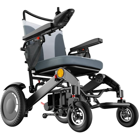 Nguyen Quach Foldable Heavy Duty Electric Wheelchair - 20-inch Wide Seat, 25-mile Range, Supports 400 lbs, Suitable for Travel, Home, and Park Use - Silver