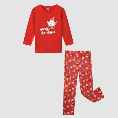 

Tejiojio Kids Clothing Holiday Gift Boys Girls Christmas Fashion Cute Santa Claus Print Top Pants Suit Family Parent-child Wear Kid