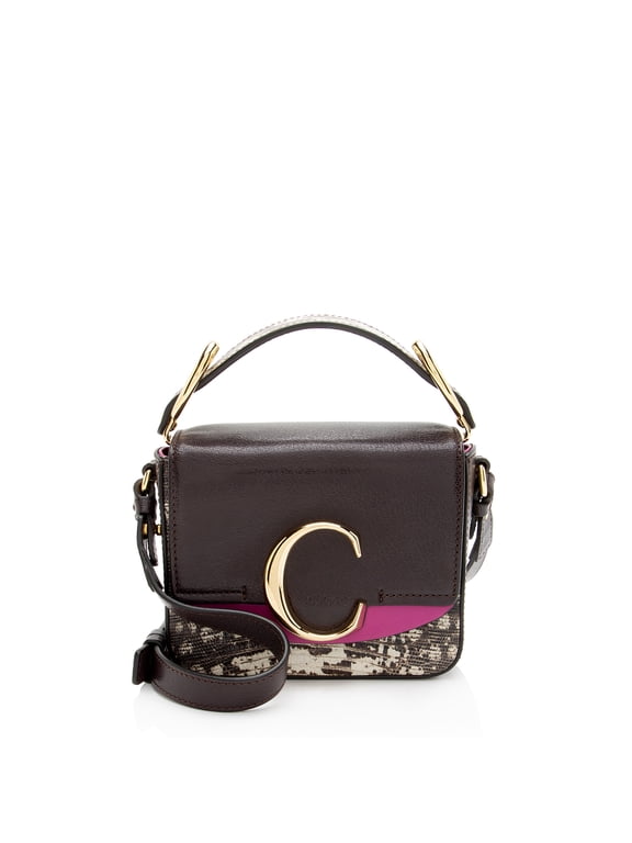 Pre-Owned Chloe Shiny Calfskin Python Embossed Leather Mini C Bag