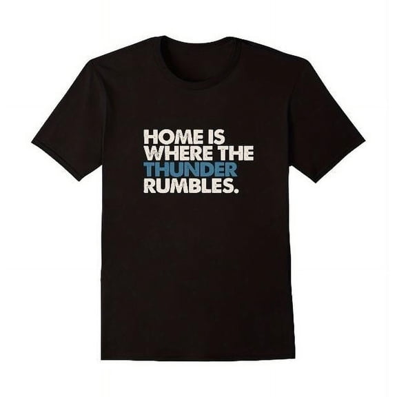 Casual Graphic Tee,Tops Has"Home is Where the Thunder Rumbles"Letter Pattern,Round Neck Regular Fit T-shirts, Size(S-5XL)