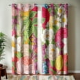 thumbnail image 2 of Pink Floral Blackout Curtains, Colorful Flowers Botanical Cottage Core Leaf Print Curtains Grommet Curtains & Drapes Thermal Curtains Window Treatments 53"W x 63"L (Pack of 2), 2 of 6