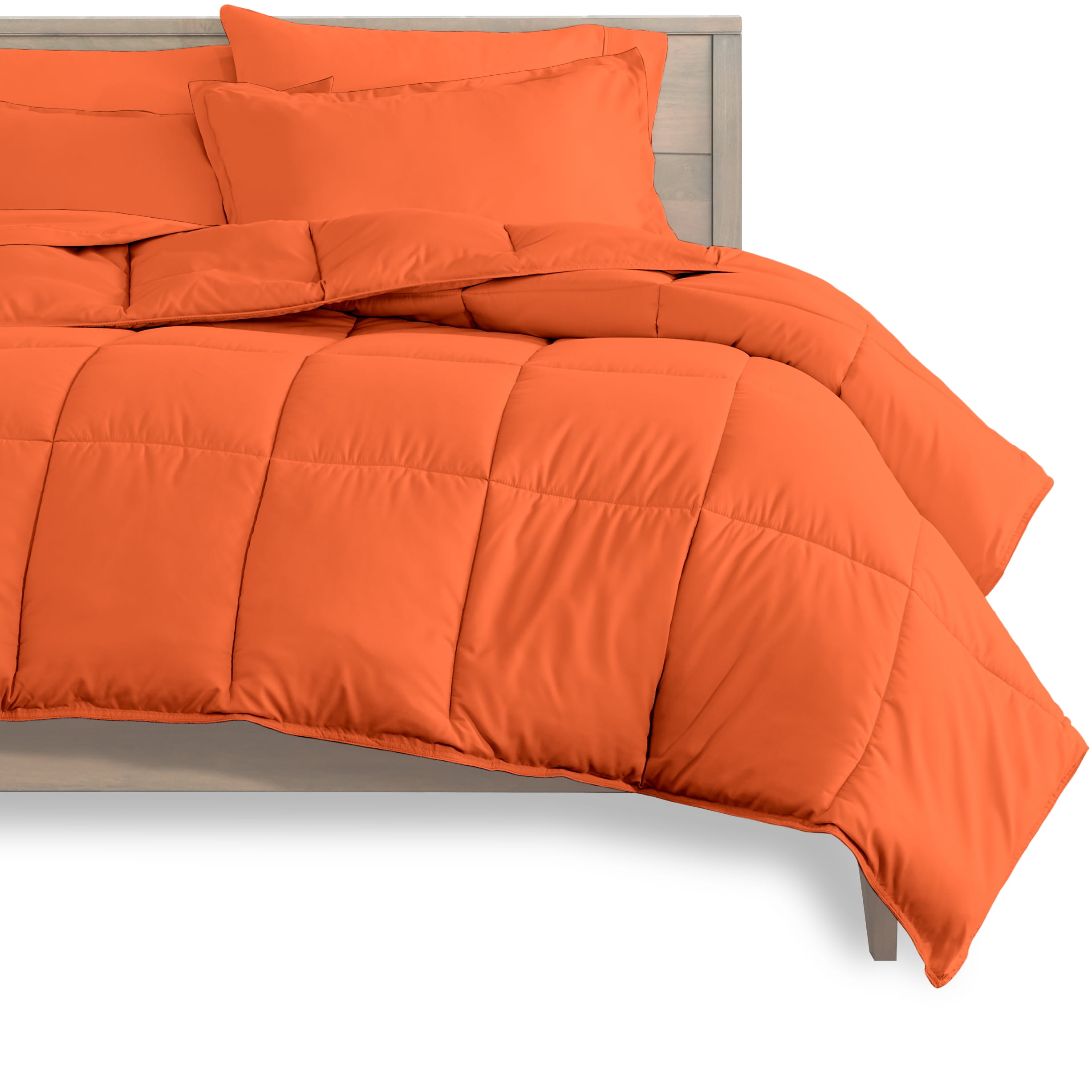 Bare Home Microfiber 5-Piece Orange and Orange Bed in a Bag, Twin XL