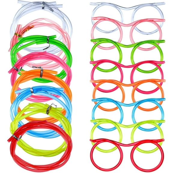 2 Pieces Silly Straw Glasses Eyeglasses Straws Eyeglasses Crazy Fun Loop Straws Drinking Eyeglasses Straw Colors Will Vary