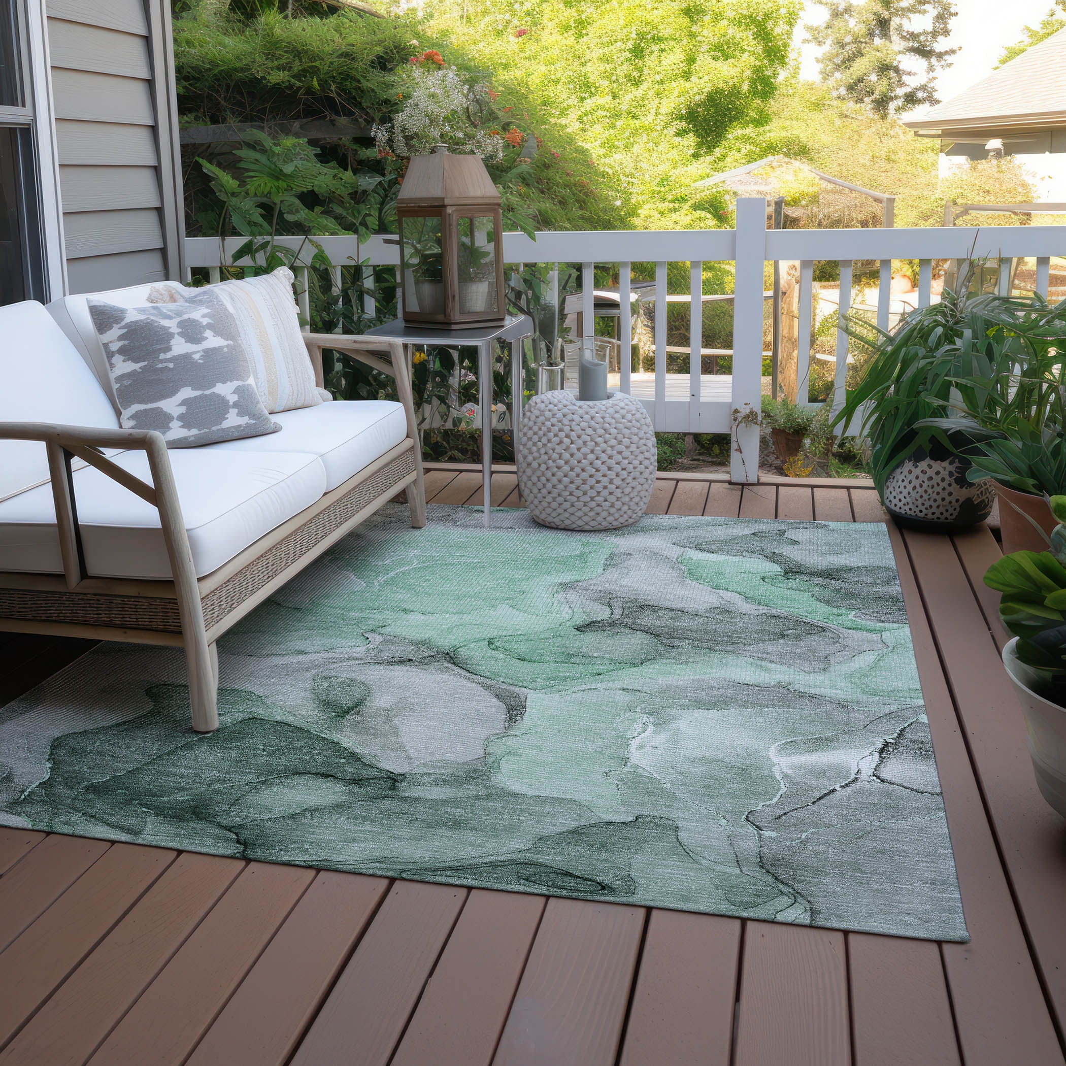 Addison Rugs Chantille Indoor/Outdoor Transitional Watercolors Green Washable Rectangle Rug, 10' x 14'