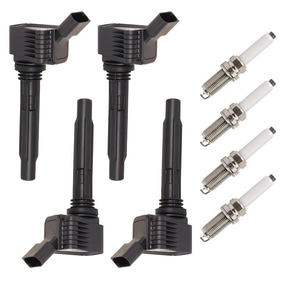 Set of 4 Ignition Coil & 4 Ruthenium HX Spark Plug for Audi 2015-2020 A3 A3 Quattro A5 Quattro A4 Quattro Volkswagen 2014-2019 Beetle Passat Jetta Golf SportWagen l4 1.8L 2.0L
