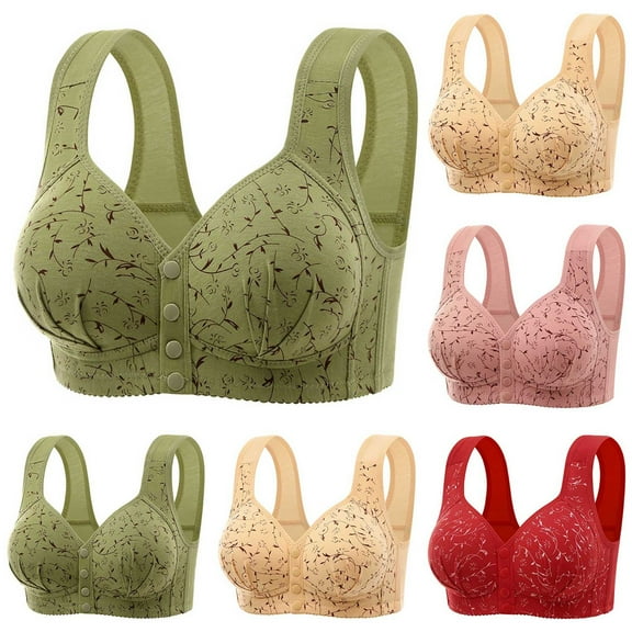 TAGOLD Womens Summer Plus Size Brs,Push Up Casual Bra for Womens,Women's Solid Color Steel Ring Oversized Gathering Underwear Daily Bra