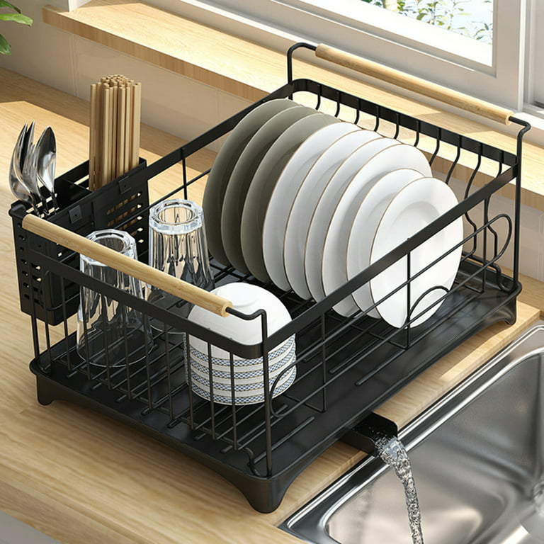 Kitchen Expandable Dish Drying Rack Extendable Drain Basket Dish