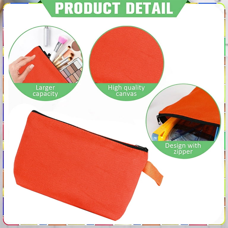 Canvas Makeup Bags Bulk Travel Cosmetic Bags Plain Makeup Pouch