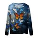thumbnail image 4 of Blusa de camiseta estampada de manga larga cómoda con cuello en V informal a la moda para mujer Pompotops  FGAJ7340, 4 of 4
