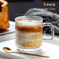 thumbnail image 2 of 6-piece set of high-quality glass coffee cups with handles, transparent tea cups, suitable for hot/cold drinks, glassware set, suitable for Americano, latte, cappuccino, 2 of 7