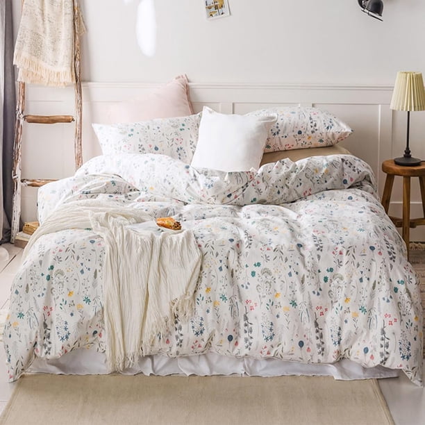 Funda Nórdica Reina 100% Algodón Juegos de Cama Reina Niñas Niños Cottagecore Ropa de Cama