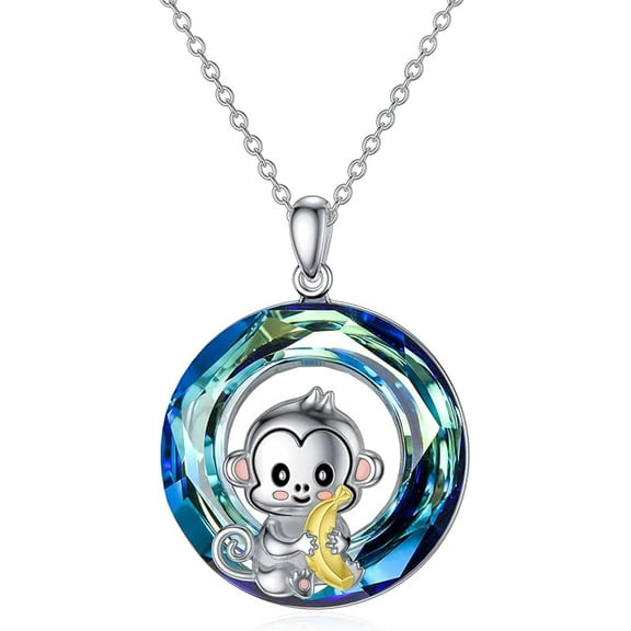 DVEATR Animal Necklace for Women 925 Sterling Silver Monkey Ladybug Pendant Necklace