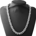 thumbnail image 3 of QQTDFG 6/8/10mm Heavy Silver 316L Stainless Steel Byzatine Chain Neklace for Men Women-Silver-10mm-34inch or 86cm, 3 of 5
